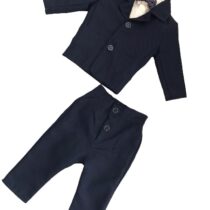 Artex – Garniturek granatowy w drobne kropeczki + mucha granat w białe kropki